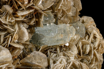 Macro stone Topaz mineral on a black background