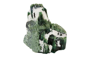 Macro tourmaline mineral stone on white background