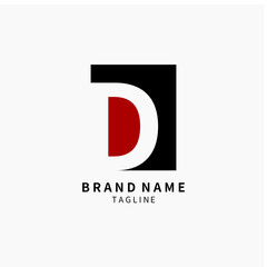 Simple Letter D Monogram Logo , Black and Red Isolated on Grey Background, Minimalist Symbol, Emblem, Sign Vector Design