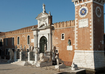 Obraz premium VENICE, ITALY - FEBRAURY 19, 2020: military marine museum in historical building Arsenal.