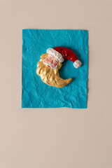grungy santa face christmas ornament isolated on paper