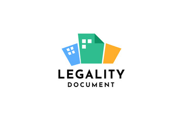 Abstract building with document for business and accounting logo design vector inspiration.