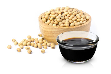 bowl with soybeans and soy sauce