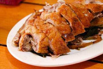 Close up of Vit quay or vietnamese roasted duck