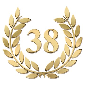 3D gold laurel wreath 38 vector isolated on a white background	