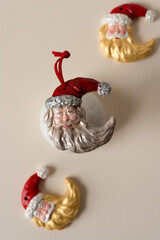 santa face christmas ornaments on ivory paper
