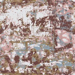 Abstract seamless pattern in grunge style. Old dirty concrete wall with paint spots, dirt, mold and rust. Messy worned vector color background. Suitable for wallpaper design, wrapping paper or fabric