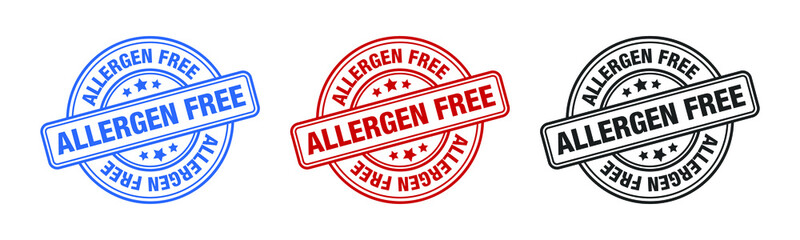 Allergen Free - Stamp, Imprint, Seal Template. Grunge Effect. Vector Stock Illustration. Set