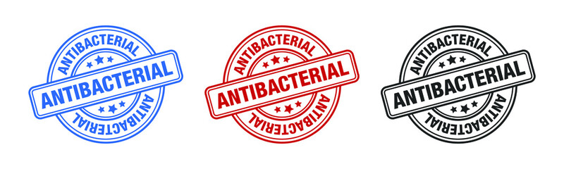 Antibacterial - Stamp, Imprint, Seal Template. Grunge Effect. Vector Stock Illustration. Set