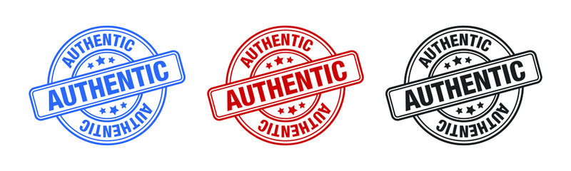 Authentic - Stamp, Imprint, Seal Template. Grunge Effect. Vector Stock Illustration. Set
