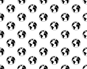 Seamless pattern of globe in white background with mini doodle . Vector Illustration