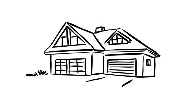 Hand-drawn stylized sketch of a family house,fits for banners for real-estate and developing agencies.