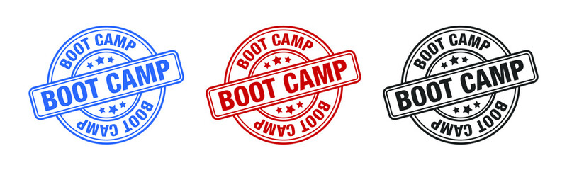 Boot Camp - Stamp, Imprint, Seal Template. Grunge Effect. Vector Stock Illustration. Set