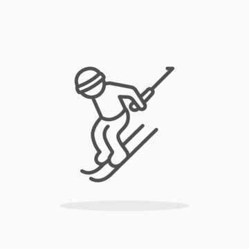 Skier icon. Editable Stroke and pixel perfect. Outline style. Vector illustration. Enjoy this icon for your project.