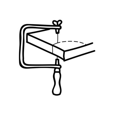 saw cutting wood, black and white clip art preview