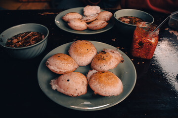 Banh Can Nha Chung or fried quail eggs with meat ball soup, a popular local delicacy in Da lat, Vietnam