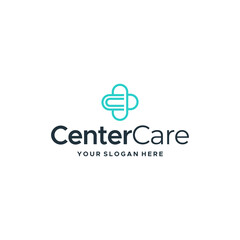 minimalist CenterCare line art plus logo design