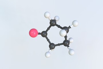 Molecule of cyclopentanone, isolated molecular model. 3D rendering