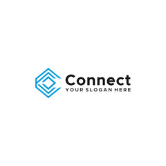 minimalist Connect geometric line art logo design