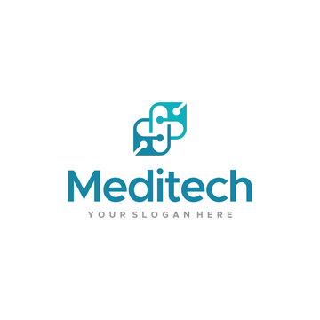 minimalist Meditech plus medical tech logo design