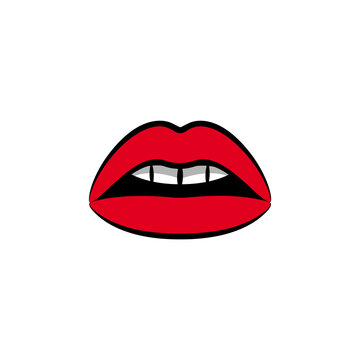 Sexy woman red lips, female open beauty mouth