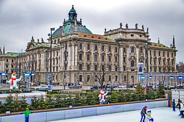 Karlsplatz with ice skating in foreground