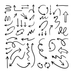Arrow doodle collection. Hand drawn set of arrows.