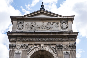 Fountain of the Innocents (Fontaine des Innocents, 1547 - 1550) at place Joachim-du-Bellay in Paris. Fountain of the Innocents is oldest monumental fountain in Paris, France.