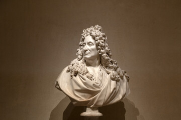 Noble french man marble bust statue Nicolas Boileau