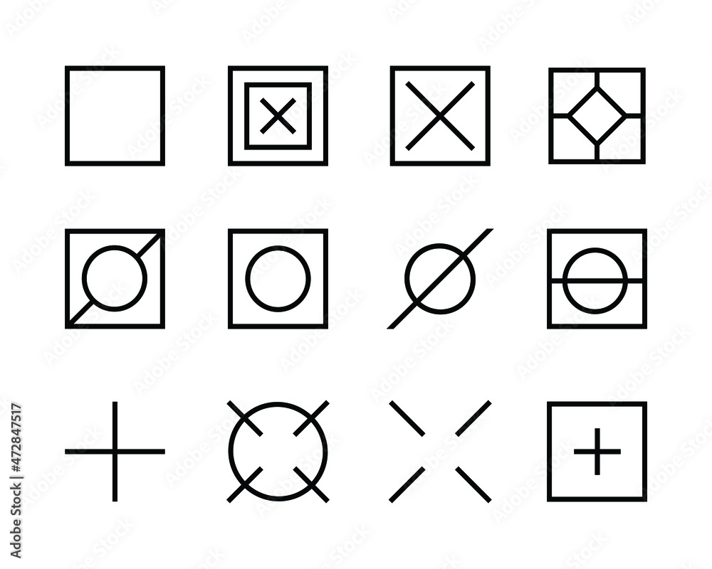 Poster set of abstract icons in various shapes for website and mobile app interface. common used element fo