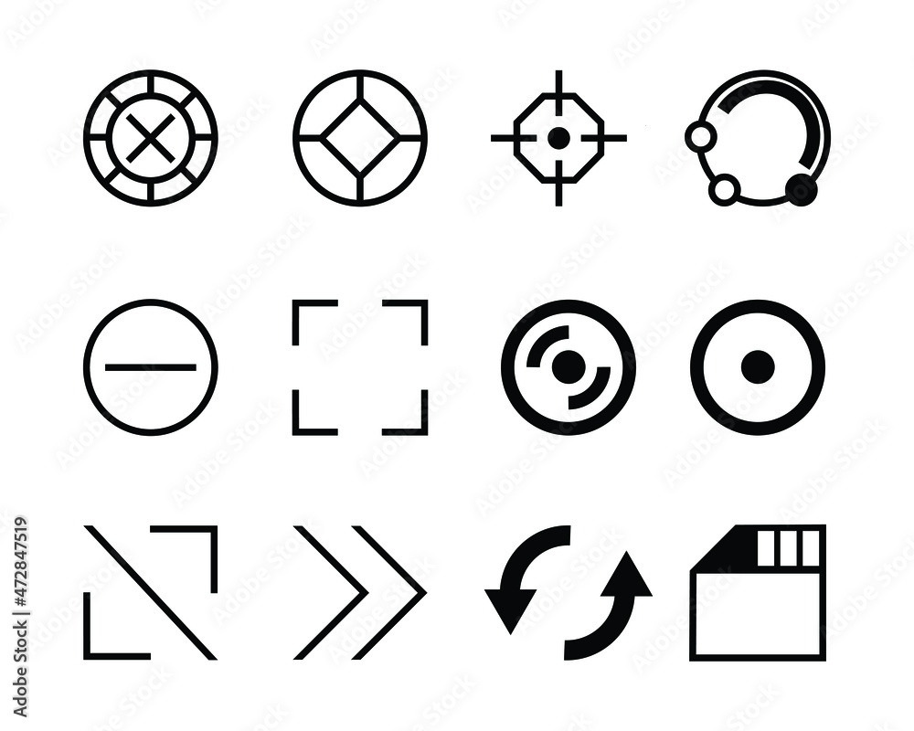 Poster set of abstract icons in various shapes for website and mobile app interface. common used element fo