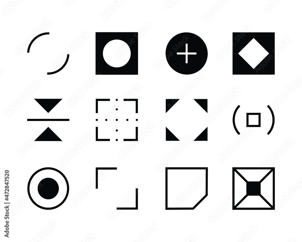 Poster set of abstract icons in various shapes for website and mobile app interface. common used element fo