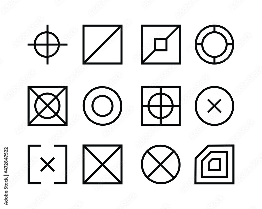 Poster set of abstract icons in various shapes for website and mobile app interface. common used element fo