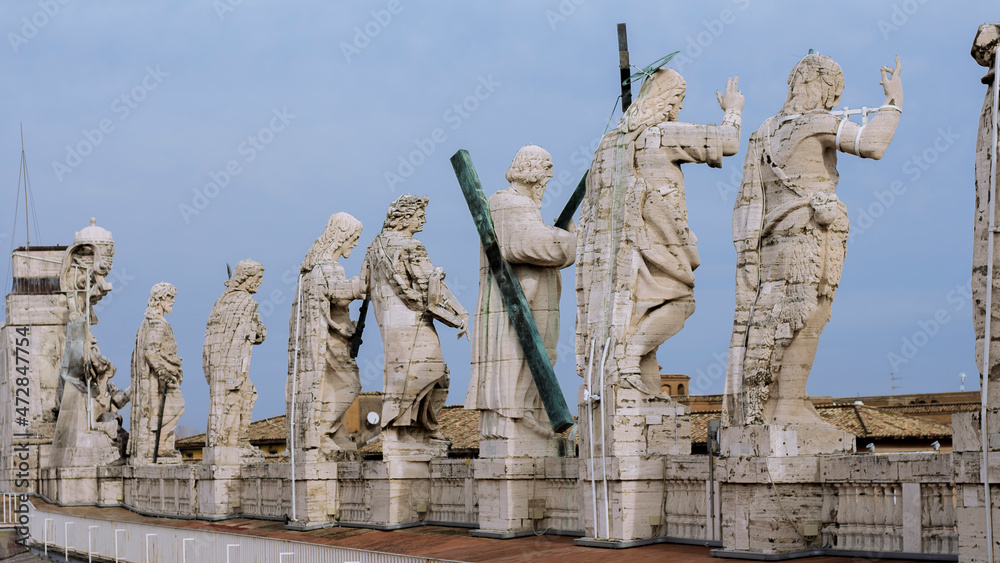 Wall mural statue of apostle paul of the basilica of st. peter, back view