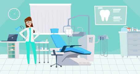 Dental Office Animation with Woman Dentist