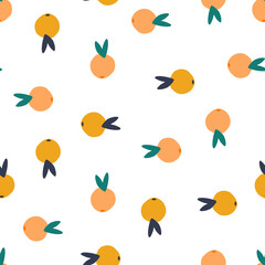 Geometric cute citrus fruit seamless pattern isolated. Fruits endless wallpaper.