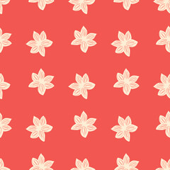 Seamless pattern sanise on bright pink background. Vector repeat template spice in doodle style. Hand drawn elements nature texture for fabric.