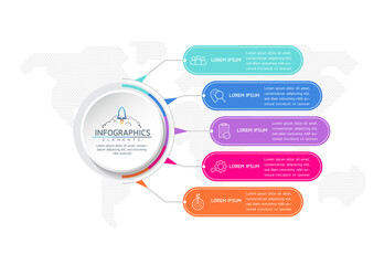 Vector illustration, infographics design, template, marketing, information, with 5 options or steps