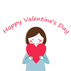 ハートマークを持つ女の子