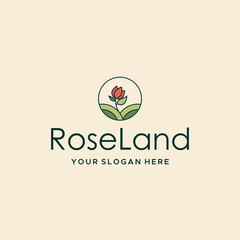 minimalist RoseLand flower plants logo design