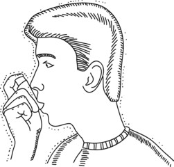  Asthma inhaler Adolescence. Sketchy vector hand-drawn illustration.
