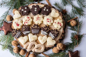 Obraz na płótnie Canvas christmas cookie cake platter chocolate holiday feast sweet dessert nibbling