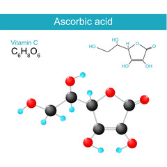 Vitamin C. ascorbic acid molecular chemical structural formula