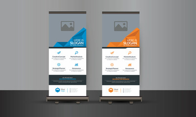 Roll up banner set design, advertisement roll up banner template	