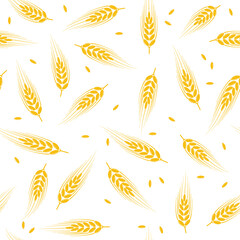 vector seamless wheat, barley or rye background pattern