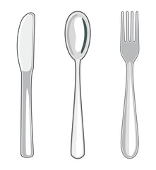 vector metal knife, spoon and fork