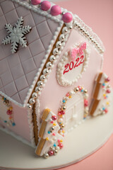 Ginger bread house glazed for Christmas and New Year 