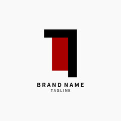 Simple Letter L Monogram Logo , Black and Red Isolated on Grey Background, Minimalist Symbol, Emblem, Sign Vector Design