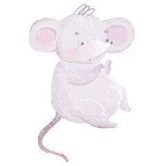  cute pink mouse, kids illustration, stickers, prints