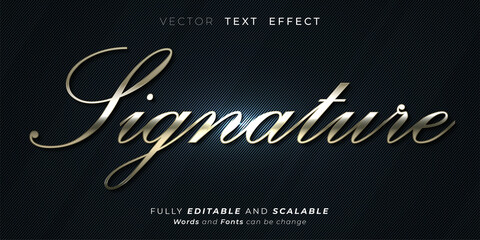 Editable text effect Signature 3d effect font metal style concept